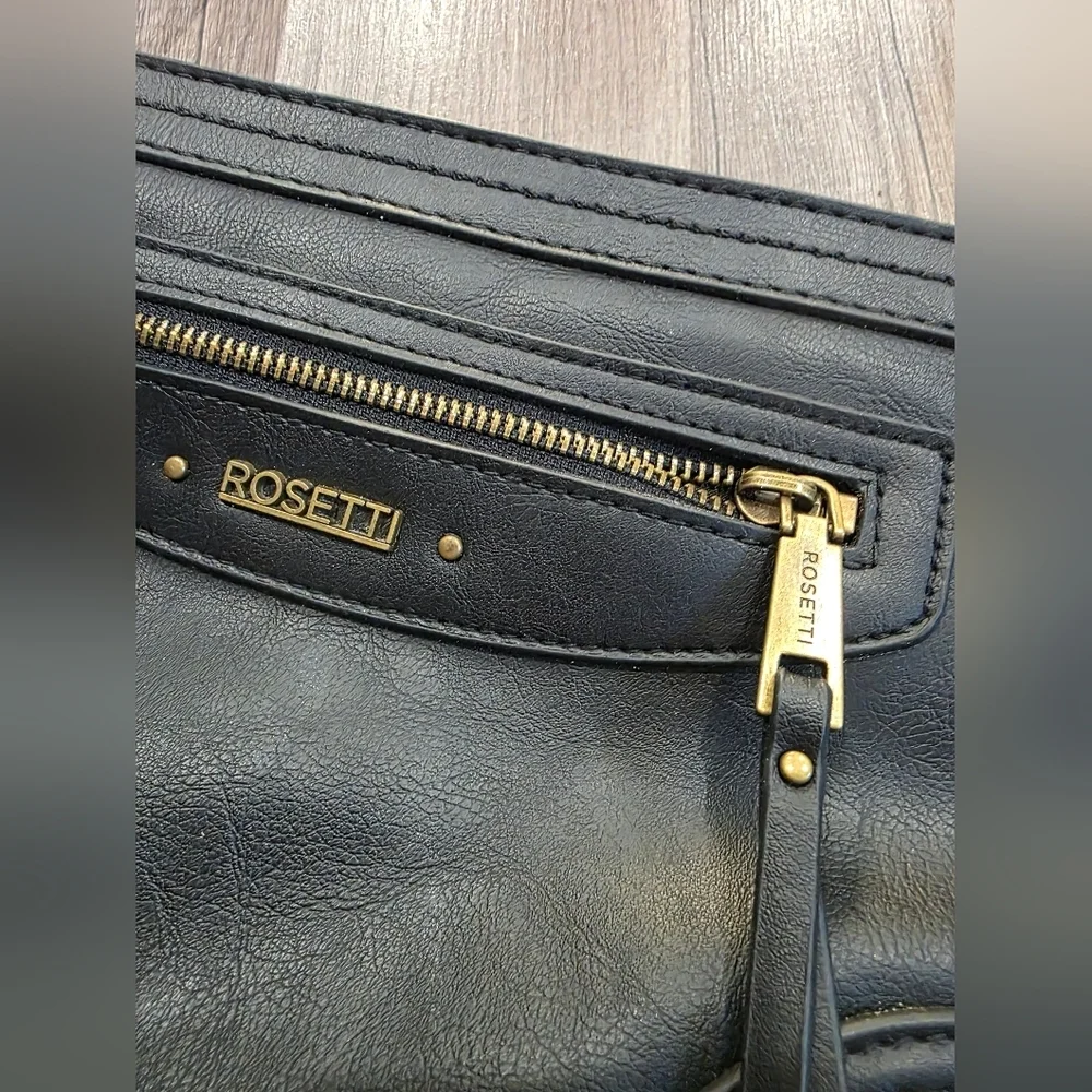 Rosetti Black Vegan Leather Crossbody Bag Classy Elegant Boho Bikercore Western